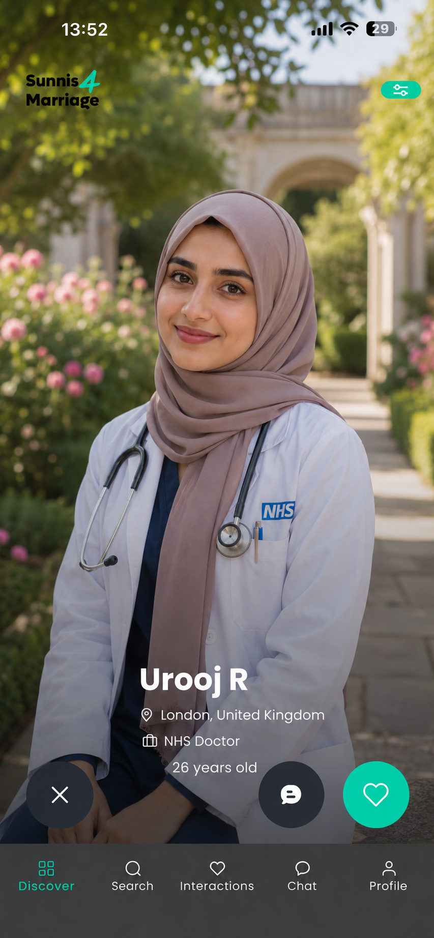 Discover screen — browse Muslim marriage profiles